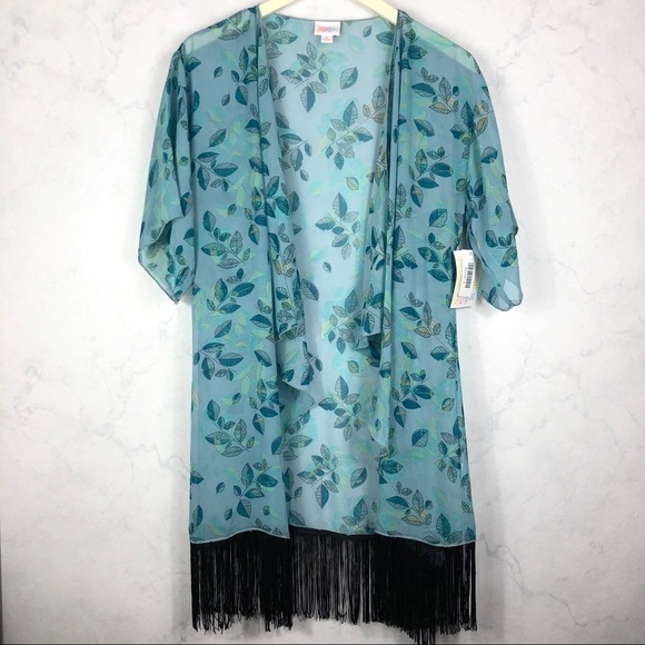 [LuLaRoe] Blue Fringe Kimono - Picture 1 of 4